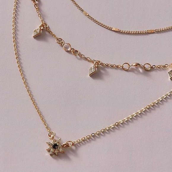 ❤️ 3/$30 Layered Stars & Black Sun Necklace - Picture 4 of 10